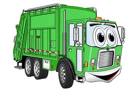 Green garbage truck